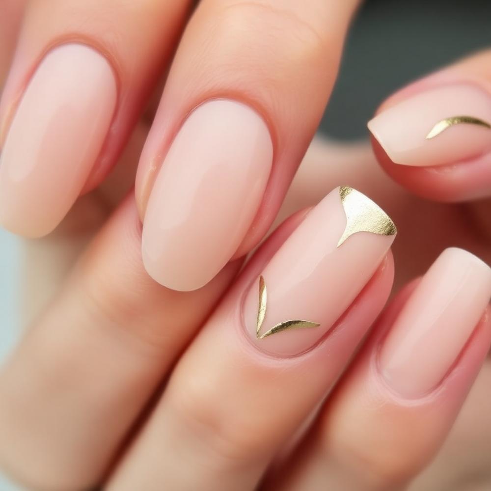 Nail art detail — blush almond
